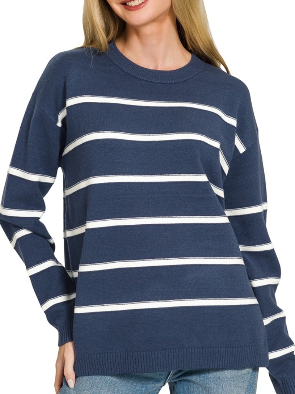 284 - Viscose Navy Stripe Sweater